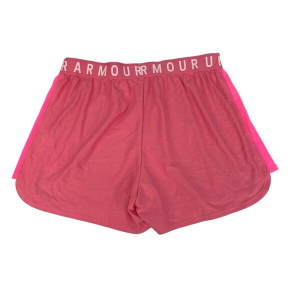 Under Armour Pink Spell Out Waistband Elastic Yoga Pull On Athletic Short Size M - Picture 2 of 4